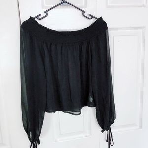 Black chiffon off shoulder top